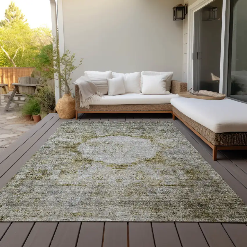 Taupe Brown And Gray Oriental Washable Indoor Outdoor Area Rug Photo 7