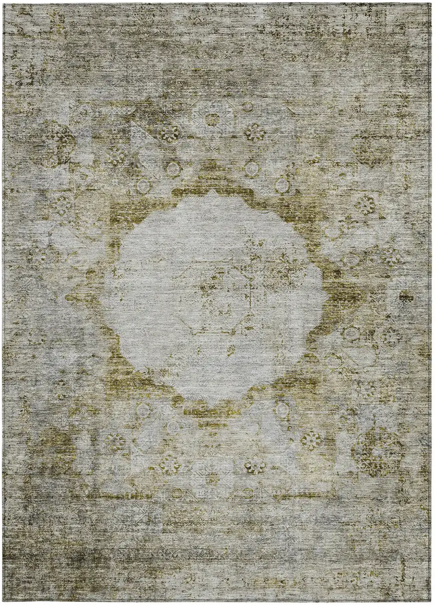 Taupe Brown And Gray Oriental Washable Indoor Outdoor Area Rug Photo 6