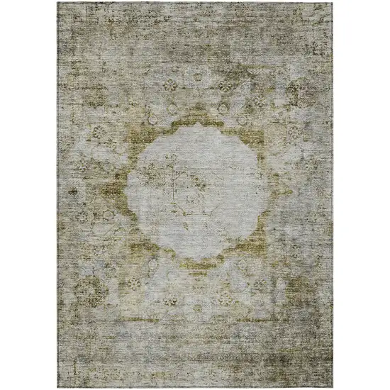 Taupe Brown And Gray Oriental Washable Indoor Outdoor Area Rug Photo 2