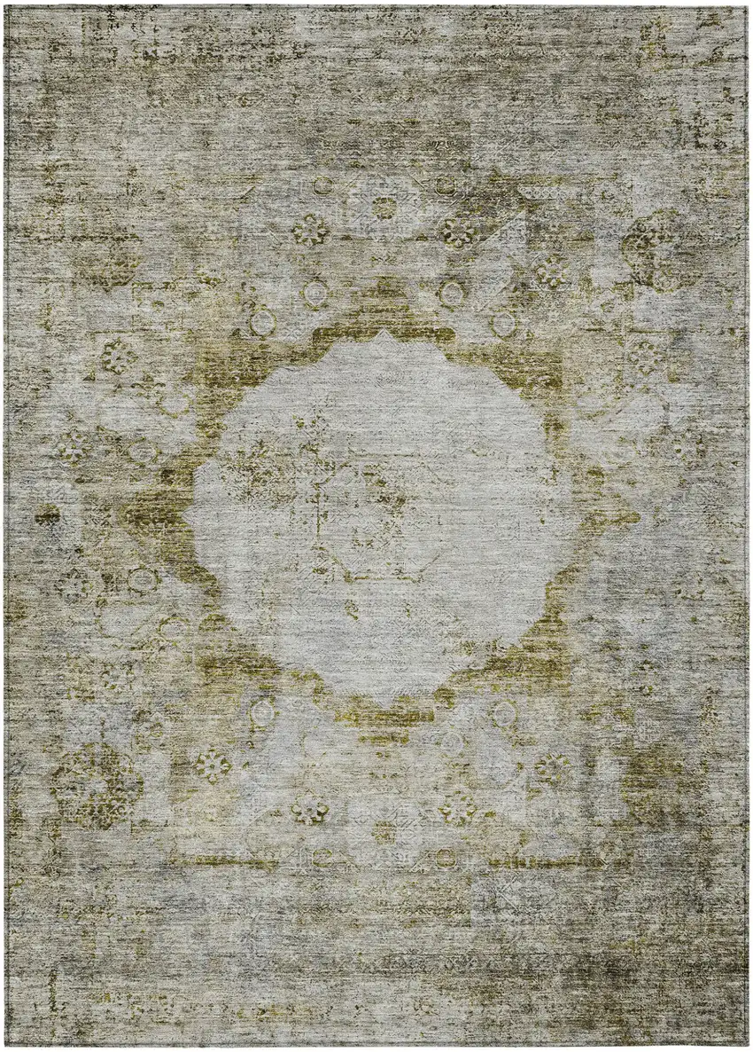 Taupe Brown And Gray Oriental Washable Indoor Outdoor Area Rug Photo 2