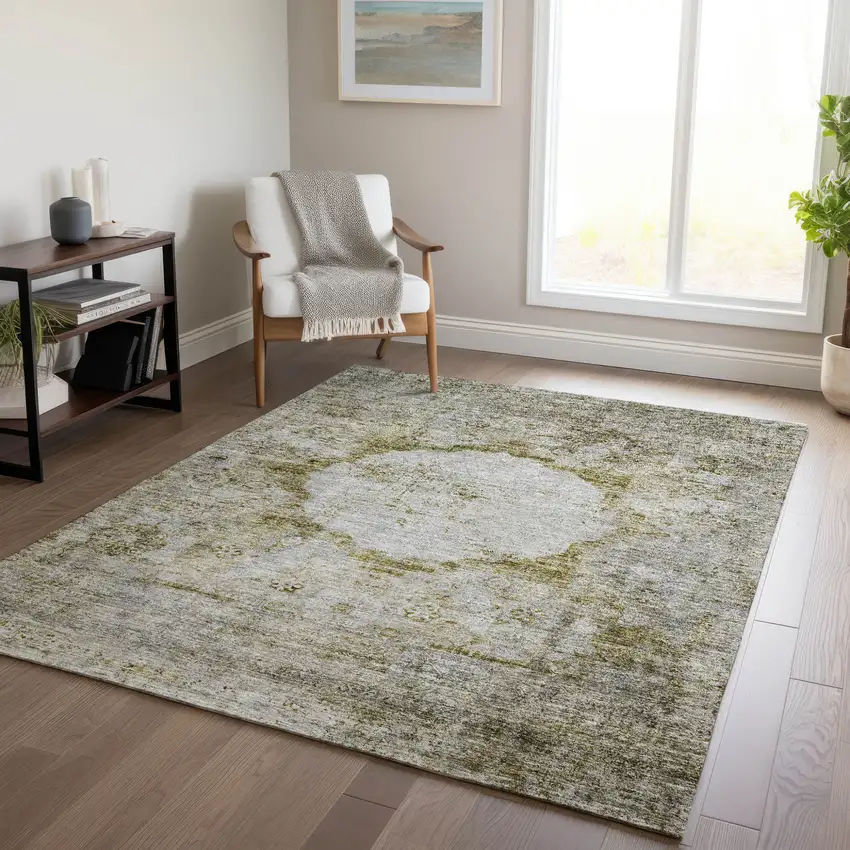 Taupe Brown And Gray Oriental Washable Indoor Outdoor Area Rug Photo 8