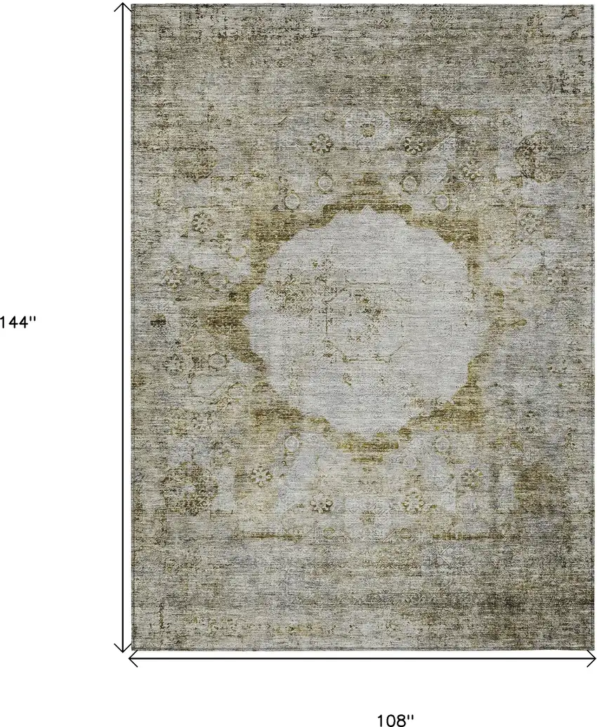 Taupe Brown And Gray Oriental Washable Indoor Outdoor Area Rug Photo 3