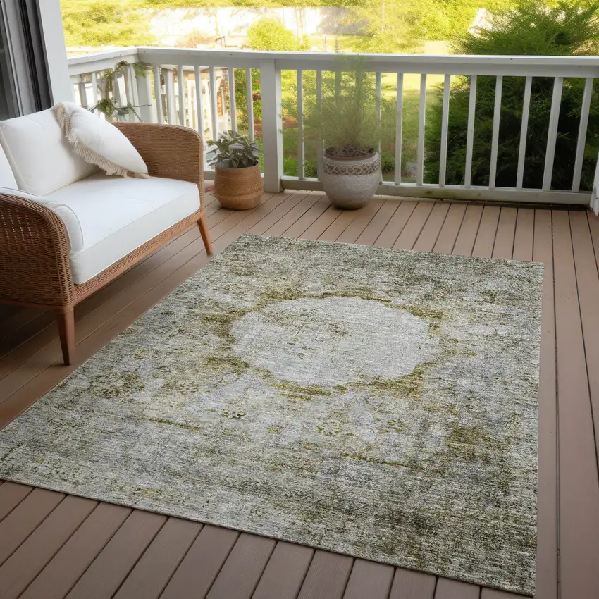 Taupe Brown And Gray Oriental Washable Indoor Outdoor Area Rug Photo 9
