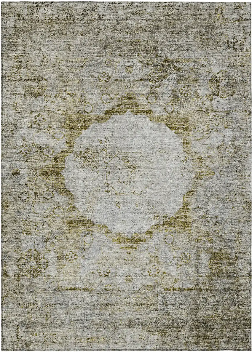 Taupe Brown And Gray Oriental Washable Indoor Outdoor Area Rug Photo 2