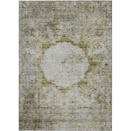 Taupe Brown And Gray Oriental Washable Indoor Outdoor Area Rug Photo 7