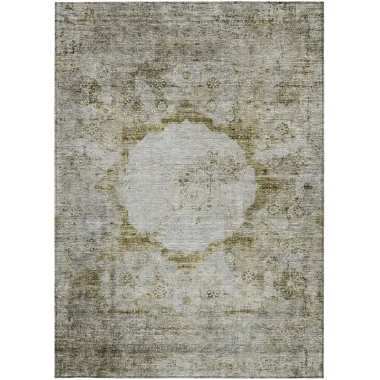 Taupe Brown And Gray Oriental Washable Indoor Outdoor Area Rug Photo 7