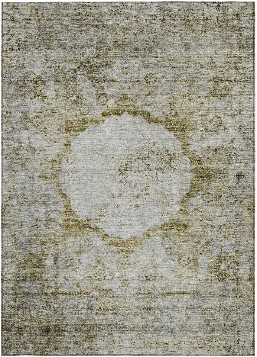 Taupe Brown And Gray Oriental Washable Indoor Outdoor Area Rug Photo 7