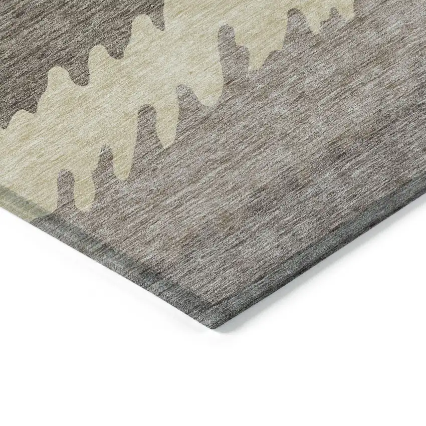 Taupe Brown And Gray Striped Washable Indoor Outdoor Area Rug Photo 4