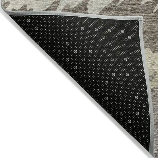 Taupe Brown And Gray Striped Washable Indoor Outdoor Area Rug Photo 2