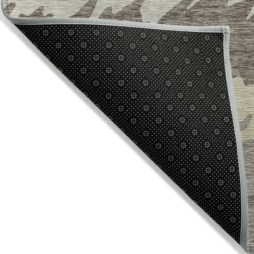 Taupe Brown And Gray Striped Washable Indoor Outdoor Area Rug Photo 2
