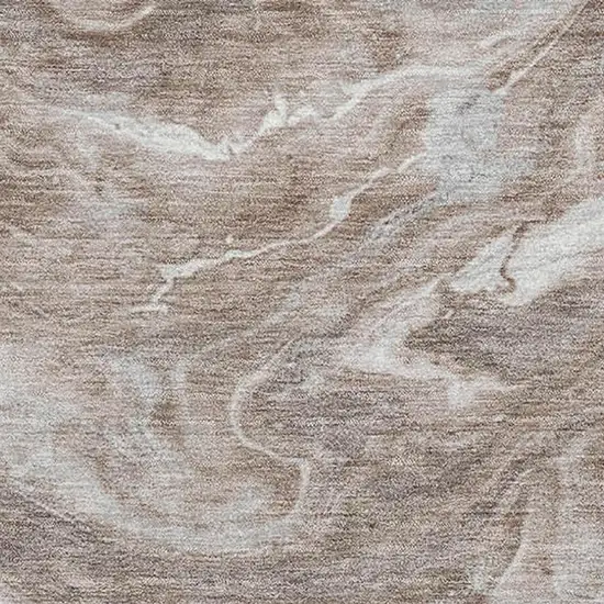 Taupe Brown And Ivory Abstract Washable Area Rug With UV Protection Photo 2