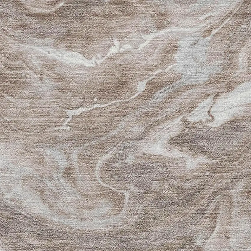 Taupe Brown And Ivory Abstract Washable Area Rug With UV Protection Photo 2