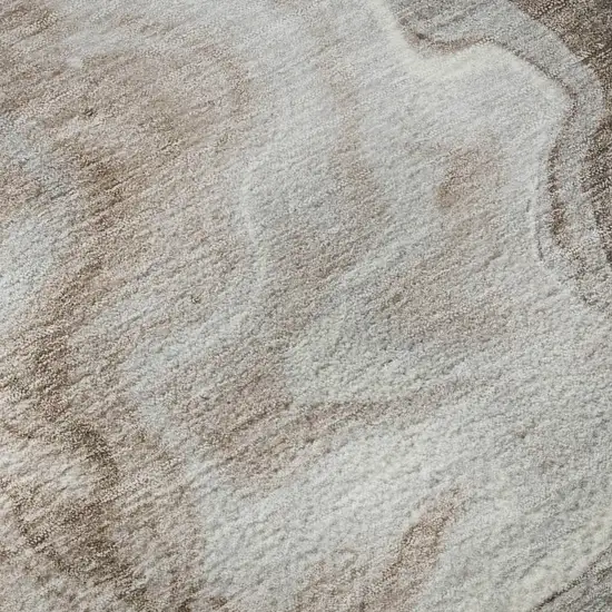 Taupe Brown And Ivory Abstract Washable Area Rug With UV Protection Photo 9