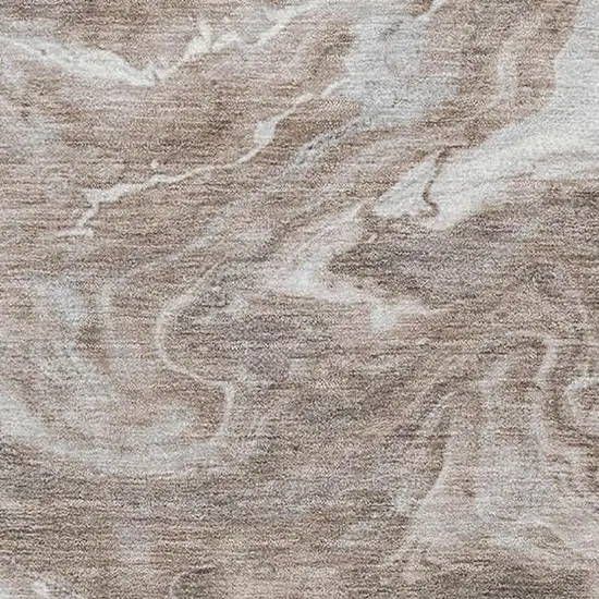 Taupe Brown And Ivory Abstract Washable Area Rug With UV Protection Photo 2