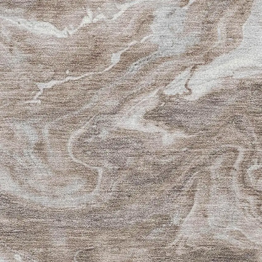 Taupe Brown And Ivory Abstract Washable Area Rug With UV Protection Photo 2