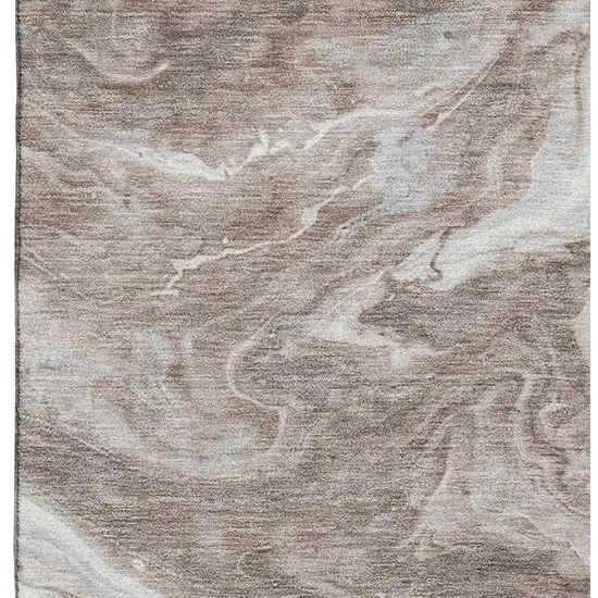 Taupe Brown And Ivory Abstract Washable Area Rug With UV Protection Photo 2