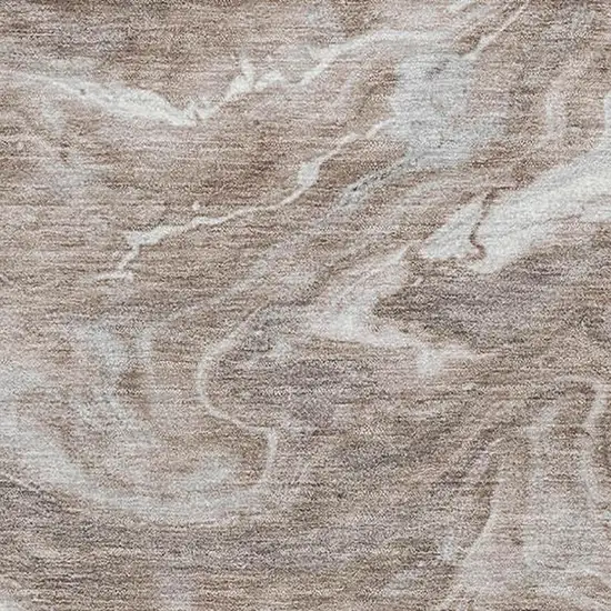 Taupe Brown And Ivory Abstract Washable Area Rug With UV Protection Photo 2