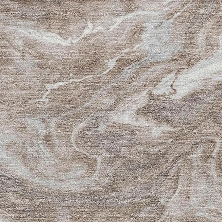 Taupe Brown And Ivory Abstract Washable Area Rug With UV Protection Photo 2