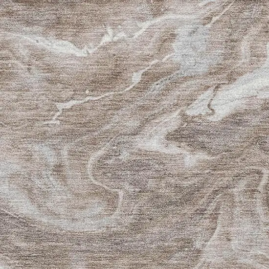 Taupe Brown And Ivory Abstract Washable Area Rug With UV Protection Photo 2