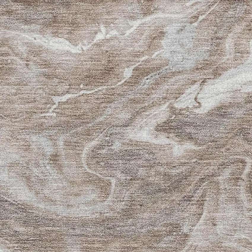 Taupe Brown And Ivory Abstract Washable Area Rug With UV Protection Photo 2