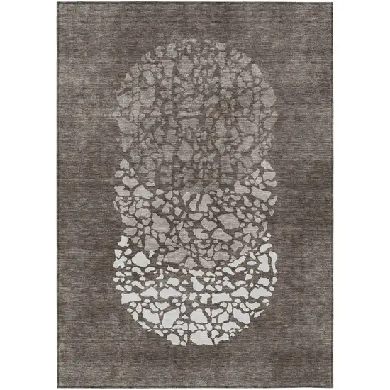 Taupe Brown And Ivory Abstract Washable Indoor Outdoor Area Rug Photo 2