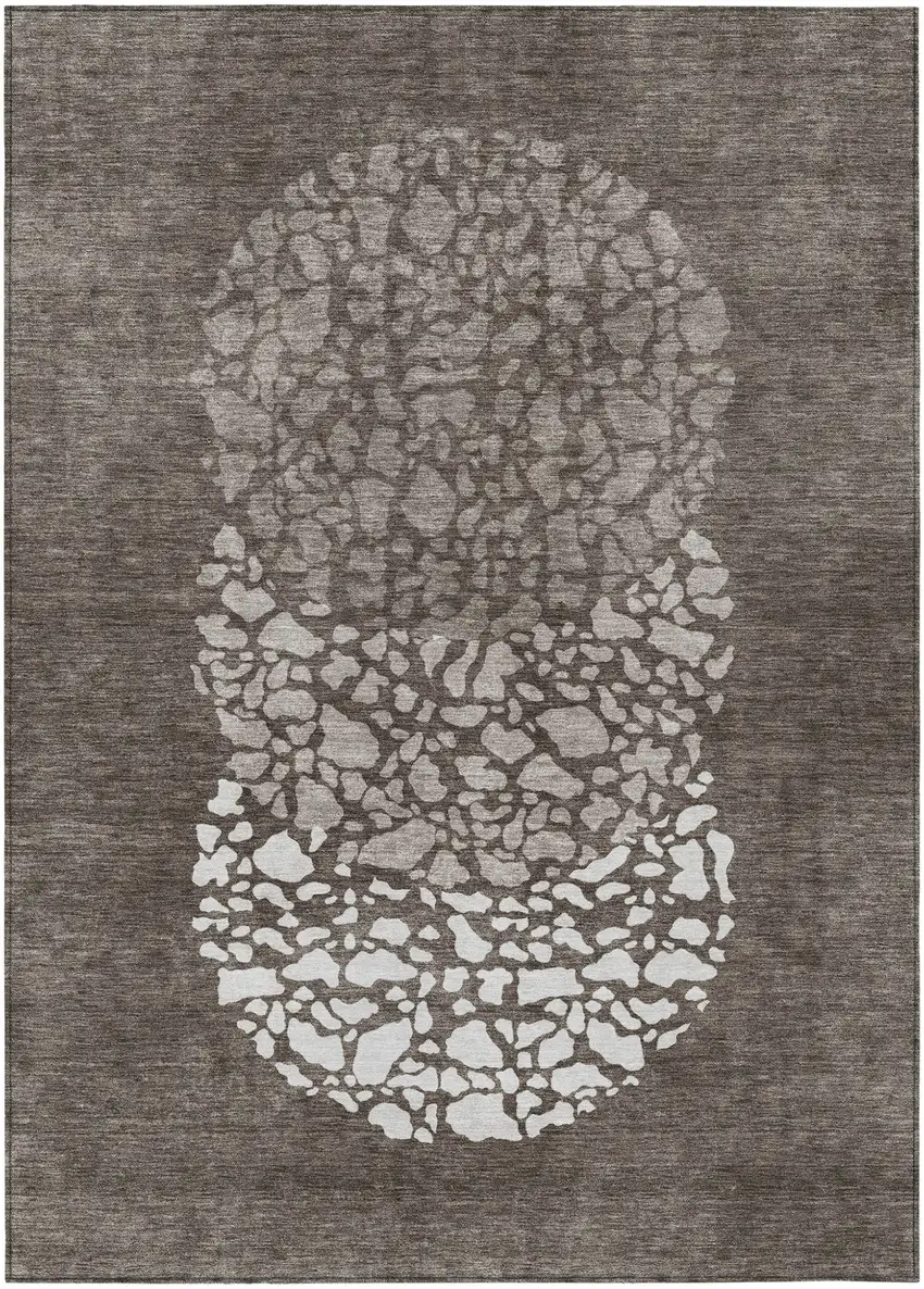 Taupe Brown And Ivory Abstract Washable Indoor Outdoor Area Rug Photo 2