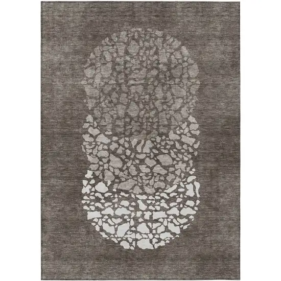 Taupe Brown And Ivory Abstract Washable Indoor Outdoor Area Rug Photo 2