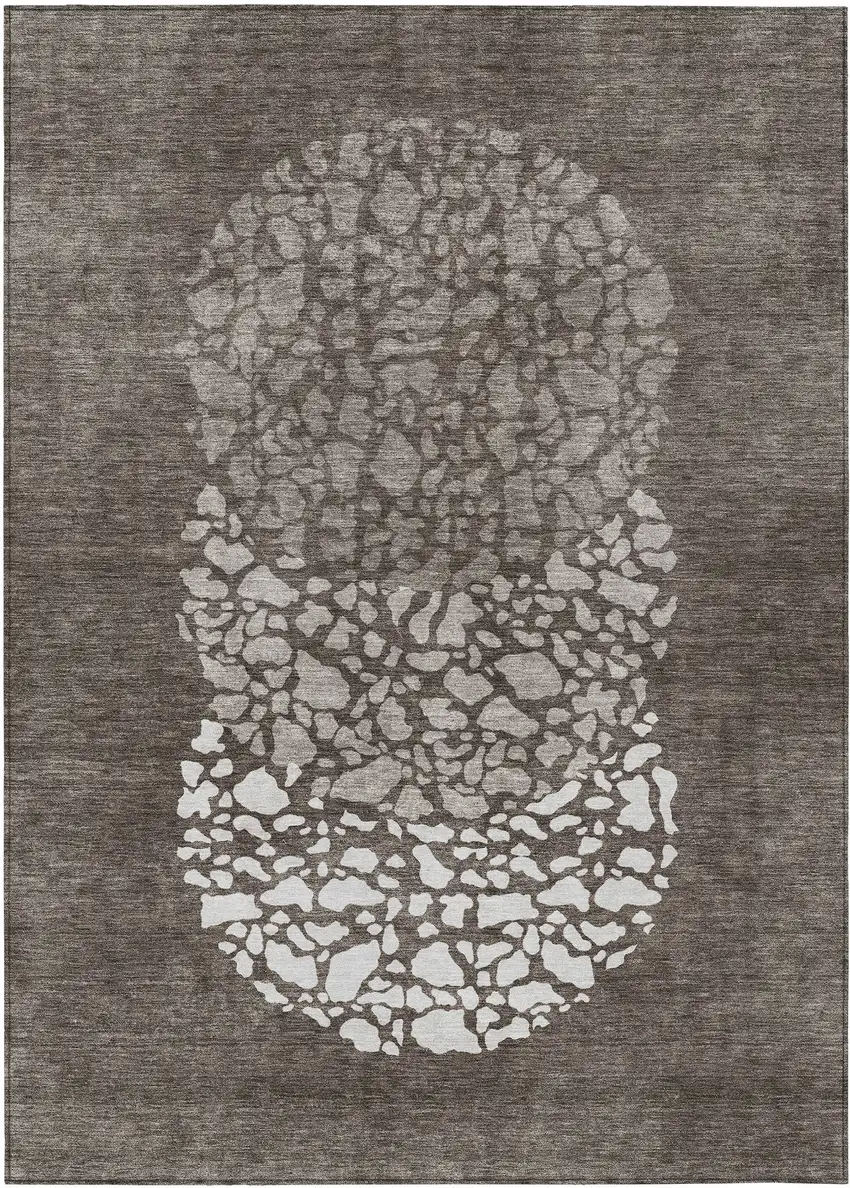 Taupe Brown And Ivory Abstract Washable Indoor Outdoor Area Rug Photo 2