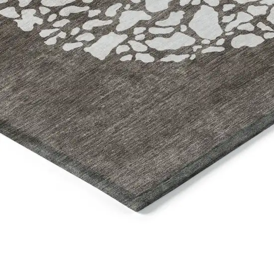 Taupe Brown And Ivory Abstract Washable Indoor Outdoor Area Rug Photo 5