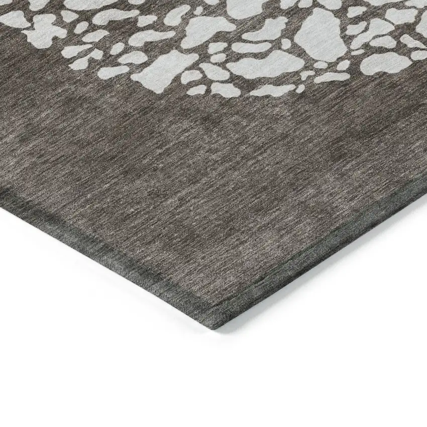Taupe Brown And Ivory Abstract Washable Indoor Outdoor Area Rug Photo 5