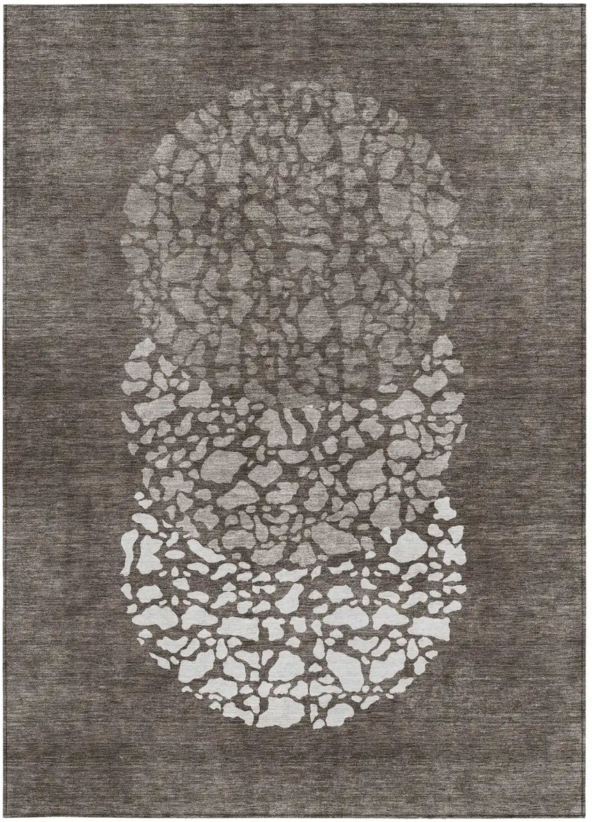 Taupe Brown And Ivory Abstract Washable Indoor Outdoor Area Rug Photo 6