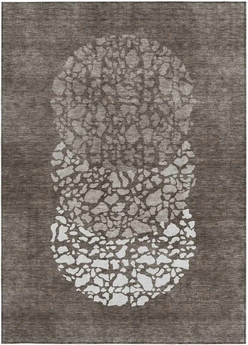 Taupe Brown And Ivory Abstract Washable Indoor Outdoor Area Rug Photo 6