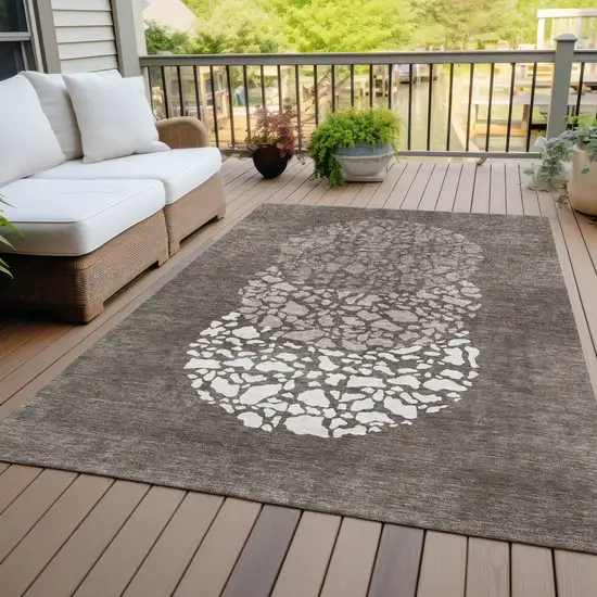 Taupe Brown And Ivory Abstract Washable Indoor Outdoor Area Rug Photo 7