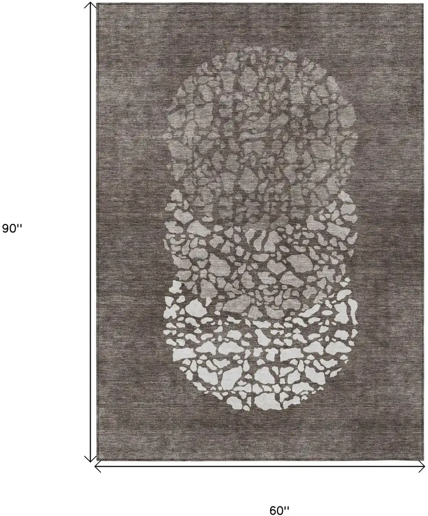 Taupe Brown And Ivory Abstract Washable Indoor Outdoor Area Rug Photo 3