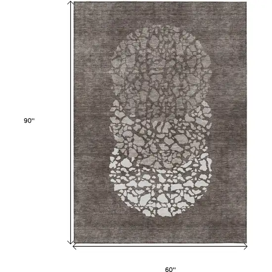 Taupe Brown And Ivory Abstract Washable Indoor Outdoor Area Rug Photo 3