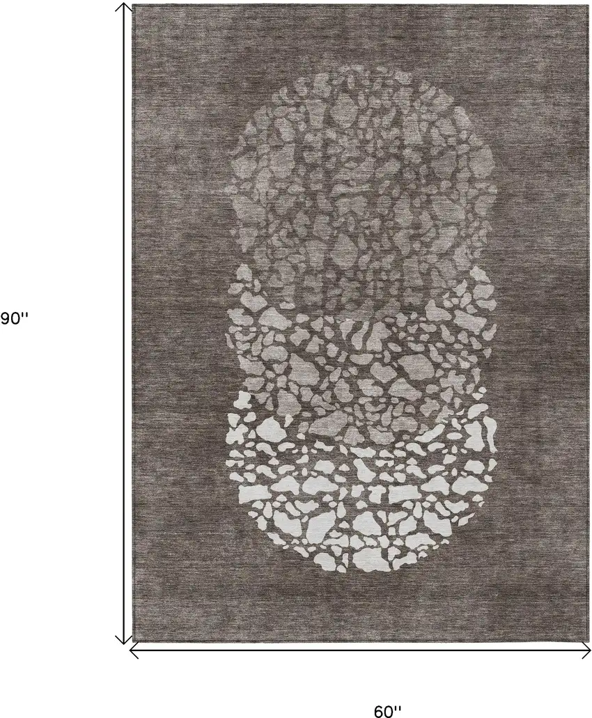 Taupe Brown And Ivory Abstract Washable Indoor Outdoor Area Rug Photo 3