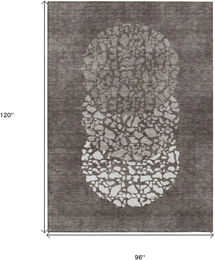 Taupe Brown And Ivory Abstract Washable Indoor Outdoor Area Rug Photo 3