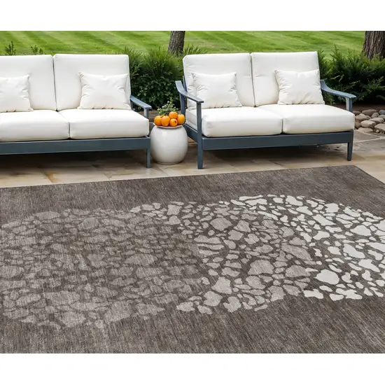 Taupe Brown And Ivory Abstract Washable Indoor Outdoor Area Rug Photo 1