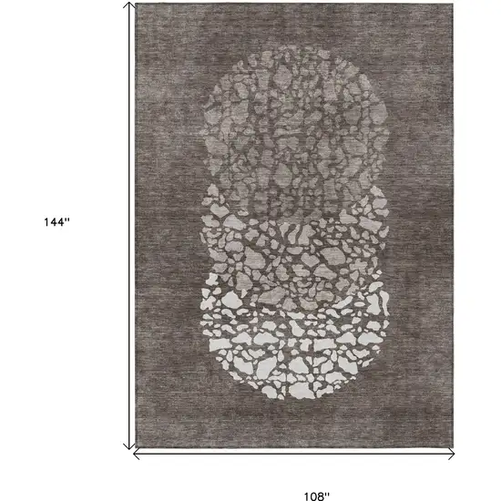 Taupe Brown And Ivory Abstract Washable Indoor Outdoor Area Rug Photo 3