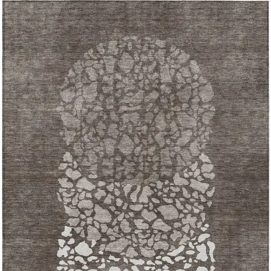 Taupe Brown And Ivory Abstract Washable Indoor Outdoor Area Rug Photo 4