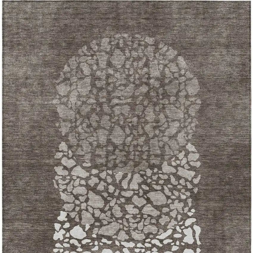 Taupe Brown And Ivory Abstract Washable Indoor Outdoor Area Rug Photo 4