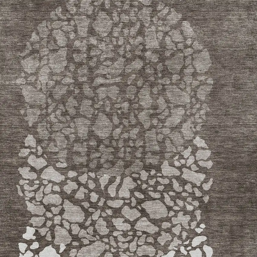 Taupe Brown And Ivory Abstract Washable Indoor Outdoor Area Rug Photo 7