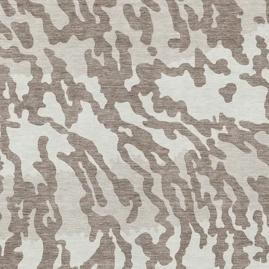 Taupe Brown And Ivory Animal Print Washable Indoor Outdoor Area Rug Photo 6