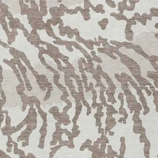 Taupe Brown And Ivory Animal Print Washable Indoor Outdoor Area Rug Photo 6