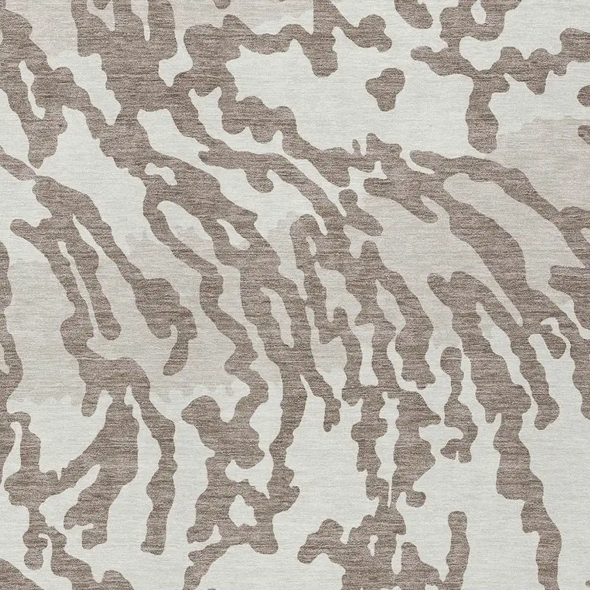 Taupe Brown And Ivory Animal Print Washable Indoor Outdoor Area Rug Photo 6