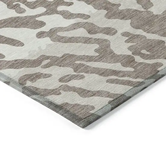 Taupe Brown And Ivory Animal Print Washable Indoor Outdoor Area Rug Photo 5