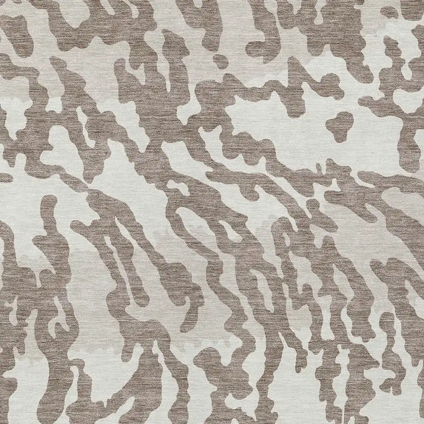 Taupe Brown And Ivory Animal Print Washable Indoor Outdoor Area Rug Photo 6