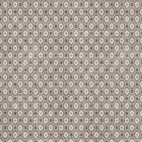 Taupe Brown And Ivory Geometric Washable Area Rug With UV Protection Photo 2