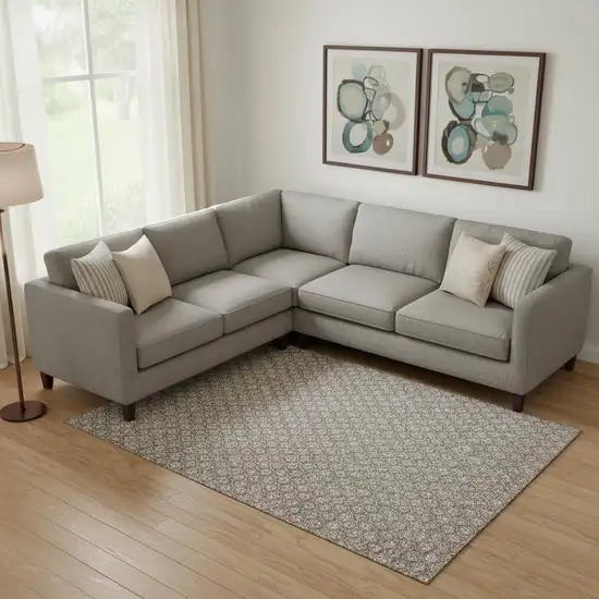 Taupe Brown And Ivory Geometric Washable Area Rug With UV Protection Photo 2