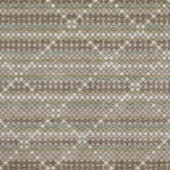 Taupe Brown And Ivory Geometric Washable Area Rug With UV Protection Photo 2